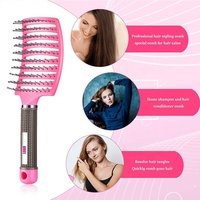 Outils de coiffure, brosse à cheveux en nylon plastique avec logo personnalisé, brosse démêlante incurvée à ventilation pour un séchage plus rapide