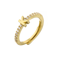 Bagues ajustables en acier inoxydable 316L plaqué or avec initiale lettre Z en zircon cubique, pour femme