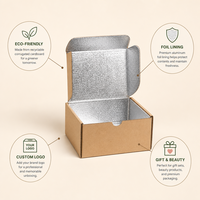 Boîte en carton ondulé écologique avec doublure en aluminium, logo personnalisé, emballage cadeau pour cosmétiques