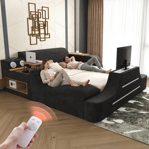 <span class=keywords><strong>Lit</strong></span> intelligent multifonctionnel moderne en tissu, taille Queen/<span class=keywords><strong>King</strong></span>, avec massage électrique, meubles de chambre à coucher, <span class=keywords><strong>lit</strong></span> réglable, meuble TV - Product Image 1