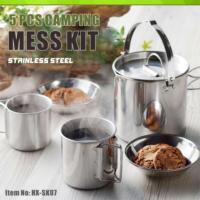 STARCAMP Batterie de cuisine en acier inoxydable 5 pièces Kit de pique-nique et de camping en plein air avec vaisselle et couverts