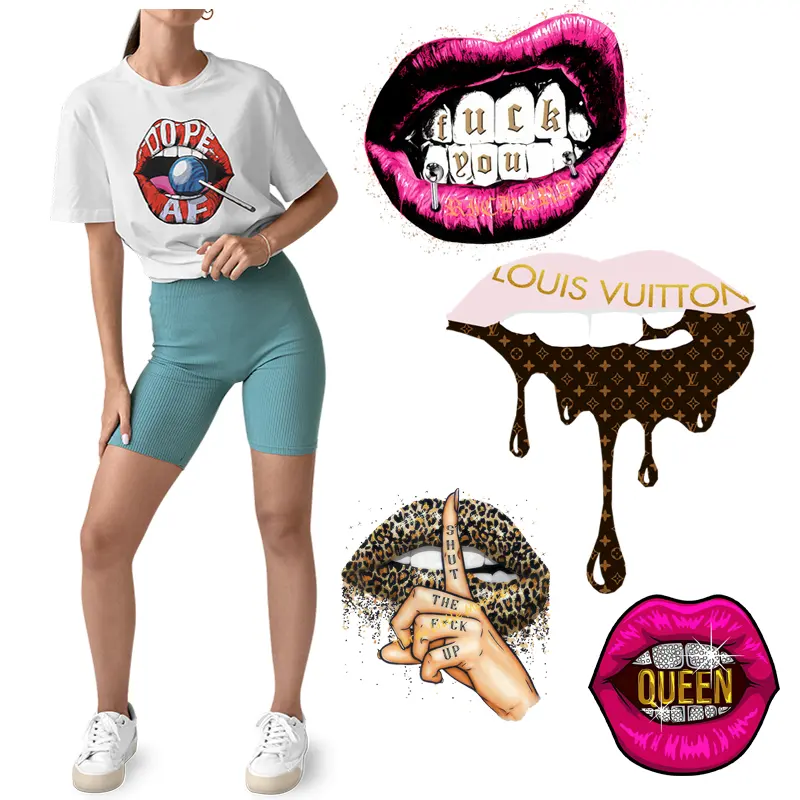 June Festival Free Day Sexy Lips Design Custom Clothing Heat Transfer Sticker DTF Cup Wrap Transfers T-Shirt