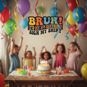 Camiseta de manga larga con estampado digital de cuello redondo unisex para niños, camiseta con estampado de 8º cumpleaños - Product Image 3