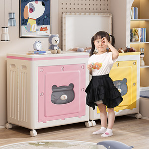 Caja de Almacenamiento de Ropa de Plástico MUJIE Importada de Japón, Organizador Doméstico de Gran Capacidad, Diseño de Oso de Dibujos Animados, Tapa Abatible con Ruedas - Product Image 3