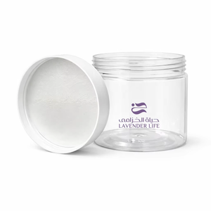 Pot de gommage corporel à marque privée avec couvercle blanc, feuille intérieure, étiquette autocollante personnalisée, boîte cadeau et cellophane pour marques de beauté - Product Image 1