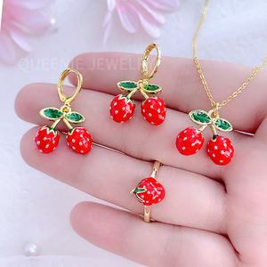 2025 pulseras de mariquita pulseras de cereza chapadas en oro de 18 quilates para regalos mujeres mariquita insecto pulseras de cadena de eslabones - Product Image 5