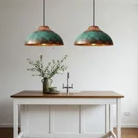 Suspension moderne artisanale en cuivre oxydé, style industriel et rustique, pour îlot de cuisine et restaurant