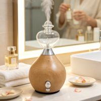 Diffuseur d'arômes sans eau à brancher, base en bois, lumière colorée automatique, pour la maison, le bureau, la chambre