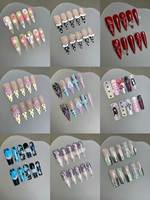 Faux ongles carrés rigides faits à la main réutilisables, option motif aléatoire