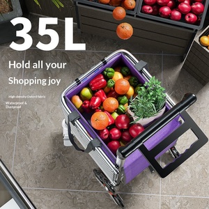 Custom Foldable Grocery Bag with Wheels Trolley Rolling Shopping Cart Shopping Trolley Bag Large Rolling Tote Bag With Handles - Product Image 4