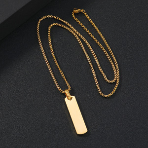 Alla moda <span class=keywords><strong>collana</strong></span> in acciaio inossidabile per gli uomini, semplice <span class=keywords><strong>collana</strong></span> rettangolare liscia <span class=keywords><strong>con</strong></span> lettere incise - Product Image 6