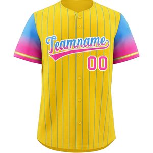Camiseta de béisbol personalizada, unisex, para adultos, con rayas amarillas, sublimada, transpirable, ropa deportiva, nombre del equipo 00 - Product Image 1