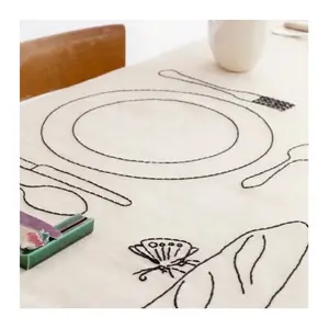 Stonewashed Linen nhà hàng khăn ăn chất lượng cao lanh lanh bảng placemat chủ đề Thêu Linen bảng Runner - Product Image 1