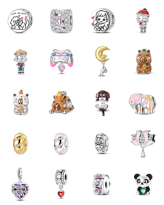 Breloques en forme de cœur en argent et zircon pour Pandoraer, pour enfants, femmes, hommes, à porter tous les jours - Product Image 1