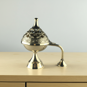 Quemador de incienso de latón pesado para uso ritual continuo diseñado para soportar altas temperaturas y sesiones de quema frecuentes - Product Image 1