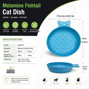 Melamine Fish Tail Cat Dish Pet Feeding Bowl Non Toxic Anti Slip Easy Clean Food Water Tray pet bowls & <b>feeders</b> - Product Image 1