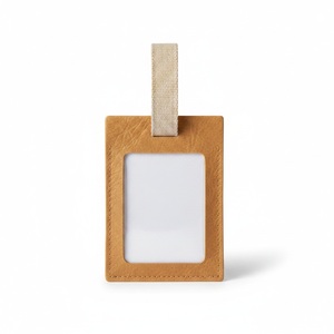 Étiquette de bagage en papier kraft lavable, aspect cuir écologique, vegan, boucle en coton, logo personnalisé, cadeau de voyage durable - Product Image 4