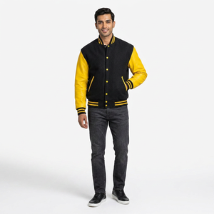 Men's Casual Windbreaker Jacket Lightweight Varsity Coat with Stand Collar Front Logo Knitted Pattern Plus Size Winter Fabric - Product Image 1