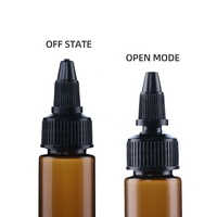 Flacon compte-gouttes ambré en PET anti-fuite avec bouchon supérieur pour huile capillaire cosmétique, 12oz 20ml 40ml 60ml 80ml 120ml