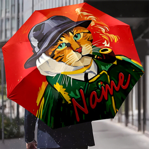 1 Parapluie Pliant Personnalisé avec Nom de Chat et Histoire, Impression UV, Sans Minimum de Commande, Cadeau Livre d'Histoires, Commande Unique - Product Image 1