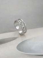 1 Bague unisexe tendance en acier inoxydable, double ligne, style éternité, à empiler sur les phalanges