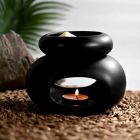Brûleurs de cire parfumée en céramique, noirs et blancs, avec support pour bougie chauffe-plat, cadeau, diffuseur d'arômes essentiels pour la relaxation
