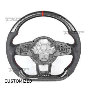 Volant en fibre de carbone compatible avec Volkswagen Polo gti Scirocco GTS GTE GLI R-Line <span class=keywords><strong>Golf</strong></span> <span class=keywords><strong>6</strong></span> Mk4 Mk5 Mk7 <span class=keywords><strong>GTD</strong></span> CC Polo Jetta Passat - Product Image 1