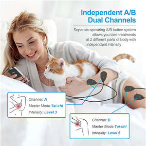 Unit TENS Layar Sentuh Dua Saluran 24 Mode Perangkat Terapi Digital Layar LCD Isi Ulang USB Multi Mode Pulsa Elektronik - Product Image 4