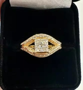 Gorgeous Vintage Princess Cut Genuine Lab Grown Diamond Engagement <b>Ring</b> VVS1/D Wedding Gold for Women Elegant Fine Jewelry - Product Image 2