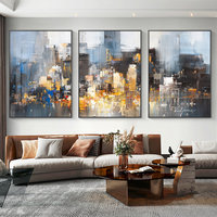 Tableau mural triple personnalisé pour hôtel, style nordique, luxe léger, salon, peinture abstraite moderne à l'aquarelle, sur toile encadrée