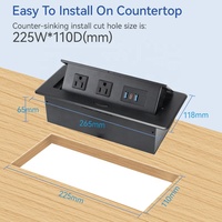 Bureau et meubles de bureau, barre d'alimentation encastrée, prise cachée avec chargeur USB A C pour américain