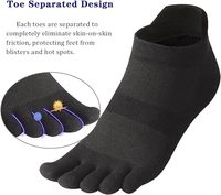 Chaussettes de sport de plein air à la cheville courte et coupe basse de couleur unie Chaussettes de course Chaussettes unisexes à cinq doigts en coton