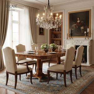 Table à manger impériale grand format EKAR St. <span class=keywords><strong>James</strong></span> |   Table à deux pieds en bois de burl de style anglais luxueux | - Product Image 3