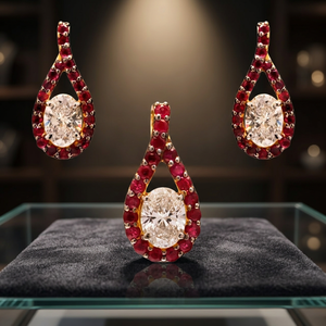 Magnifique ensemble de pendentifs solitaires en or, de qualité supérieure, orné de diamants brillants certifiés GIA, pour femmes, idéal pour les mariages et les fêtes. - Product Image 3