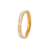 Bague de mode en acier inoxydable avec coquillage naturel, polie miroir, plaquée or sous vide, pour femme, vente en gros