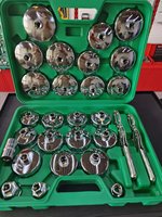Kit de démontage de filtre à huile multi-tailles 31 pièces, chromé, avec boîte à outils pour l'entretien automobile