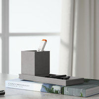 Ensemble de bureau en béton noir personnalisé : plateau rectangulaire + porte-stylo carré, matériau en ciment écologique, rangement de papeterie de bureau