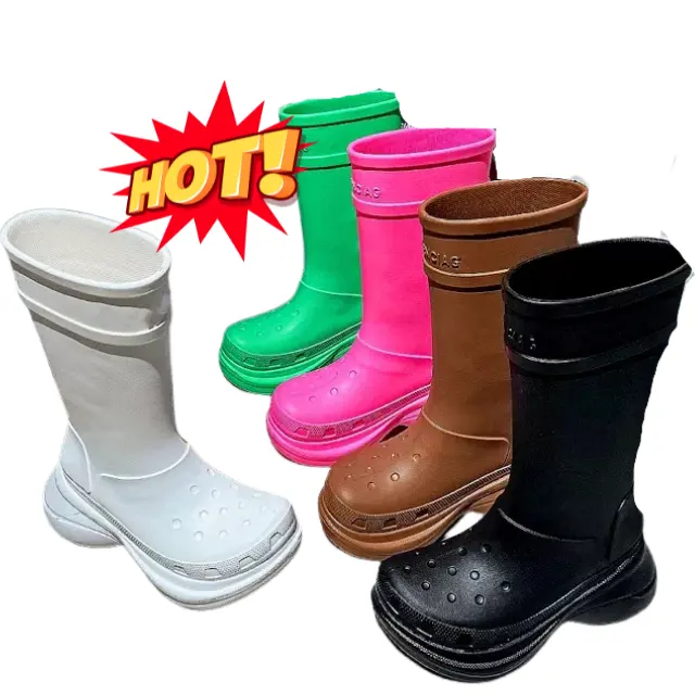 2022 New Arrivals Famous Brand 1:1 Knee High Fashion Designer Brands Luxury Rain Boots For Women B Boots Shoes designer