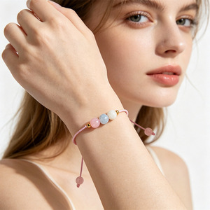 Women's Natural Stone Beaded <b>Adjustable</b> <b>Bracelet</b> Pink Crystal Handmade Gift Jewelry Yiwu Origin - Product Image 2