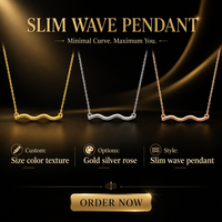 Collier pendentif barre ondulée personnalisé en acier inoxydable, chaîne à maillons géométriques pour femme