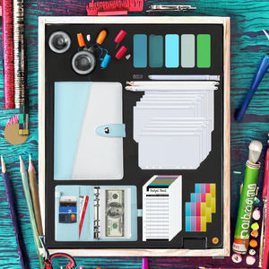 Carpeta de presupuesto A6 de cuero de mármol OEM más vendida, cuaderno encuadernado de hojas sueltas <span class=keywords><strong>para</strong></span> desafío de ahorro de <span class=keywords><strong>dinero</strong></span> y relleno de libros a cuadros - Product Image 3