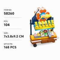 Set de Bloques de Construcción de Carrito de Comida con Diseño de Sushi Personalizado, Mini Modelo de Ensamblaje DIY con Piezas de Pescado y Arroz para Exhibición en Escritorio y Juego Creativo