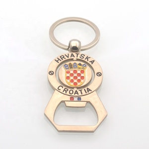 Customized Logo Croatia Souvenirs Spinning Beer Bottle Opener Keyring Promotional Keychains & Carabiners