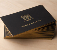 Carte de visite de luxe personnalisée en feuille d'or bord papier kraft et papier d'art avec marquage à chaud personnalisé impression de nom de fantaisie