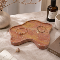 Plateau étoile en marbre rouge WeiVibe, en pierre naturelle poreuse, à cinq branches géométriques, organisateur de vanité à compartiment unique, plateau de service