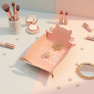 Plateau de rangement à bijoux en forme de chat RR Cue, plateau à bijoux pliable amusant pour femmes, plateau à dés multifonctionnel « CLICKETY CLATTERY I ROLL ATTEMPT » - Product Image 5