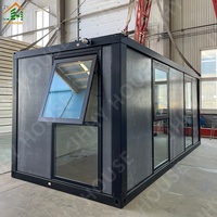 Maison Conteneur Pliable Préfabriquée de 20 Pieds, Bâtiment Portable Avec Mur Rideau en Verre