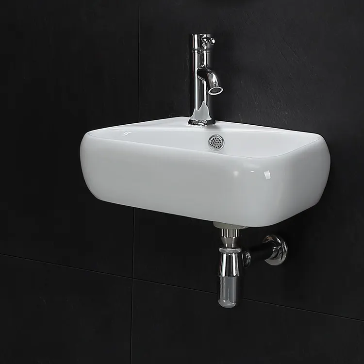 Waschen Luxus einteiliges wandhängendes Becken neues hochwertiges Design weißes Badezimmer-Set Handwaschanlage Waschtisch Toilettenspüle Becken