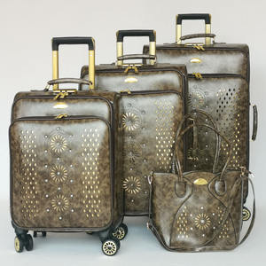 Pvc Lederen Zachte 5 Stks Spinner Reiskoffer Set Met Kosmetische Hoes Pu Huid 4 Wielen 3 Stuks Bruiloft Bagagekoffers - Product Image 3