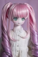 Perruques de poupée en fibre résistant à la chaleur 1/3 1/4 1/6 8-9 pouces 7-8 ''6-7'' Personnaliser BJD SD Cheveux pour Dollfie DIY Tress Pigtails Rose Violet